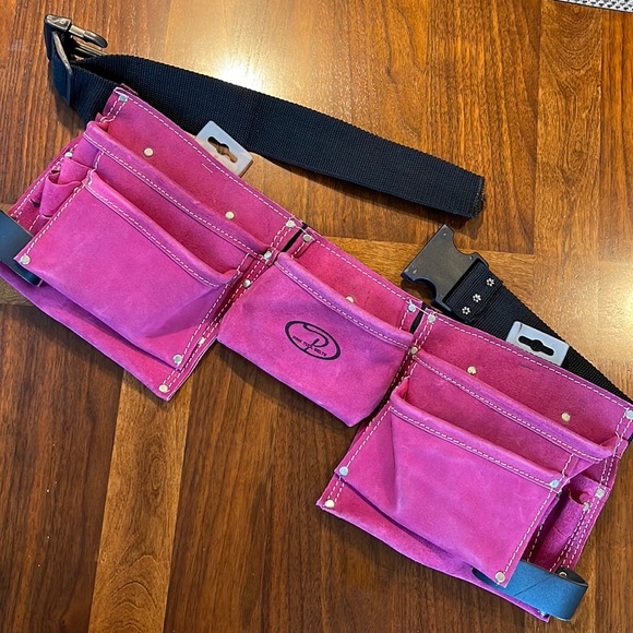 NEVER USED - 11 POCKET HEAVY DUTY SUEDE TOOL BELT - PINK - Picture 1 of 12